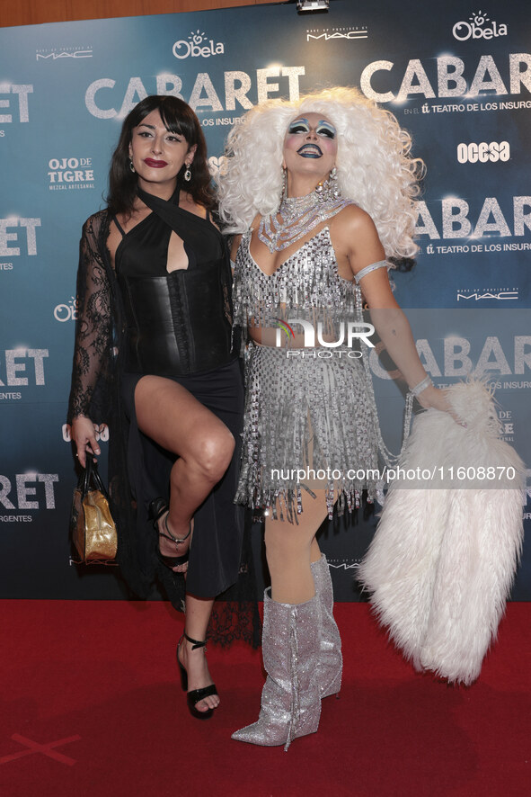 Andromeda and Patricia attend the red carpet for the Cabaret the Musical premiere with Itati Cantoral's special participation at Teatro de l...