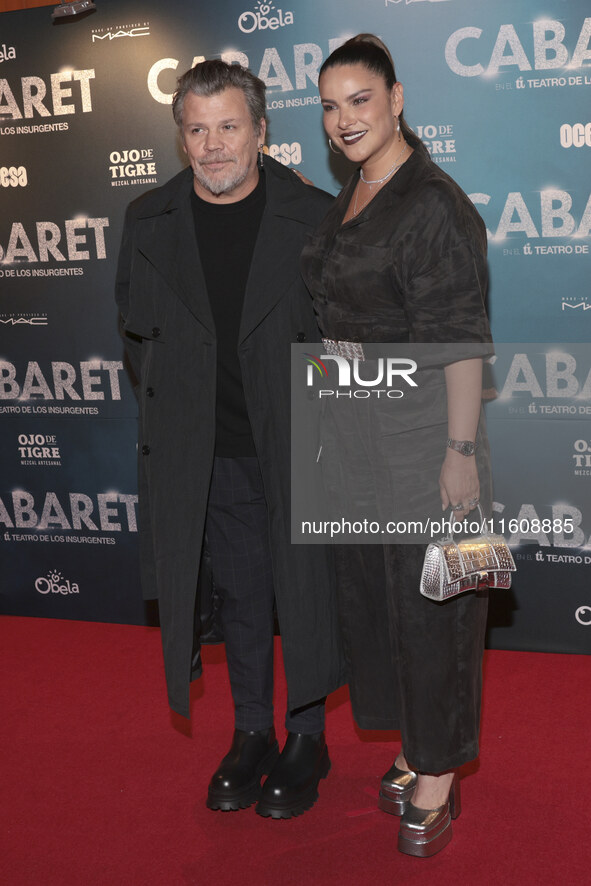 Alfonso Carrera and Litzy Dominguez attend the red carpet for the Cabaret the Musical premiere with Itati Cantoral's special participation a...