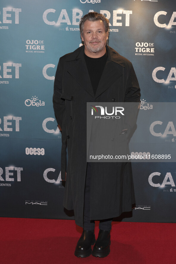 Alfonso Carrera attends the red carpet for the Cabaret the Musical premiere with Itati Cantoral's special participation at Teatro de los Ins...