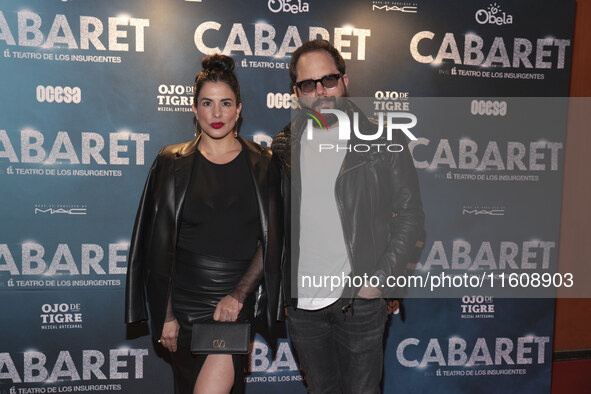 Tania Lizardo and a guest attend the red carpet for the Cabaret the Musical premiere with Itati Cantoral's special participation at Teatro d...