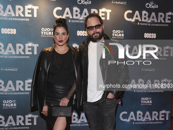 Tania Lizardo and a guest attend the red carpet for the Cabaret the Musical premiere with Itati Cantoral's special participation at Teatro d...