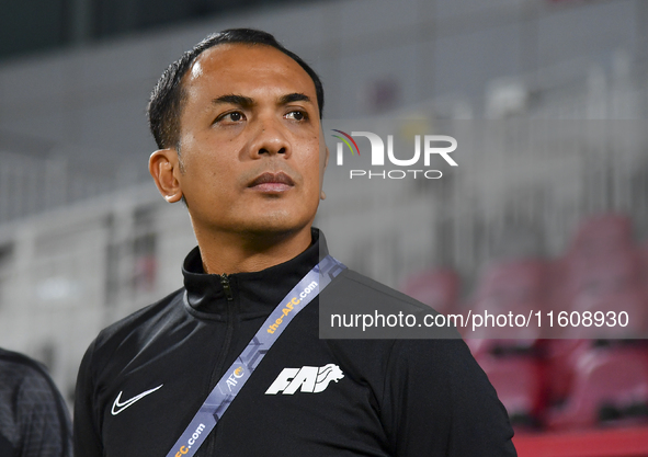 Fadzuhasny Juraimi, Head Coach of Singapore, looks on before the 2025 AFC U20 Asian Cup Qualifiers Group J match between Qatar and Singapore...