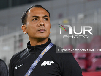 Fadzuhasny Juraimi, Head Coach of Singapore, looks on before the 2025 AFC U20 Asian Cup Qualifiers Group J match between Qatar and Singapore...