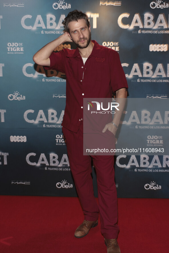 Nacho Tahhan attends the red carpet for the Cabaret the Musical premiere with Itati Cantoral's special participation at Teatro de los Insurg...