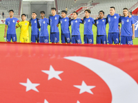 Players from Singapore line up before the 2025 AFC U20 Asian Cup Qualifiers Group J match between Qatar and Singapore at Abdullah bin Khalif...