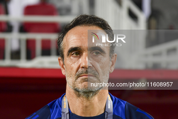 Felix Angel, Head Coach of Qatar, looks on before the 2025 AFC U20 Asian Cup Qualifiers Group J match between Qatar and Singapore at Abdulla...