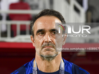 Felix Angel, Head Coach of Qatar, looks on before the 2025 AFC U20 Asian Cup Qualifiers Group J match between Qatar and Singapore at Abdulla...