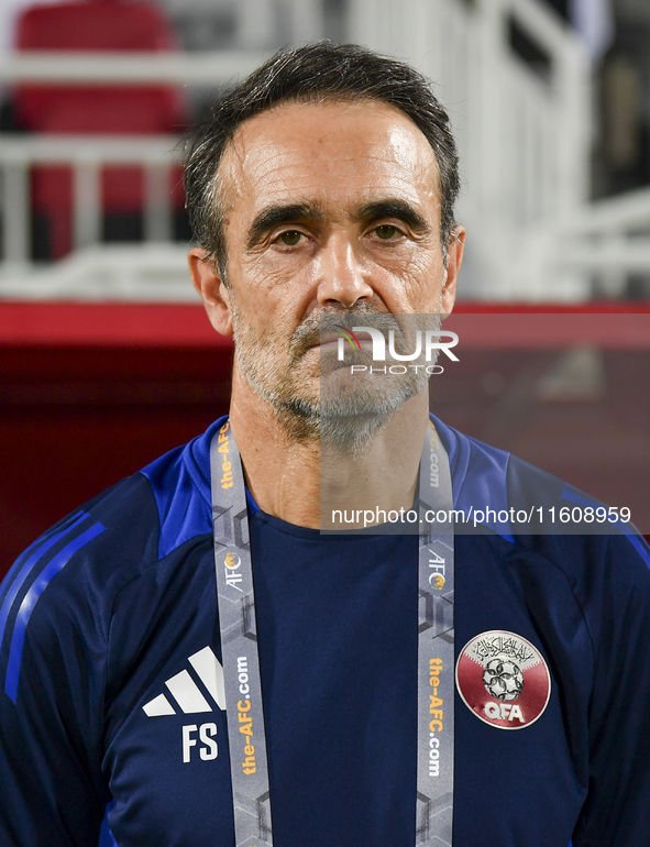 Felix Angel, Head Coach of Qatar, looks on before the 2025 AFC U20 Asian Cup Qualifiers Group J match between Qatar and Singapore at Abdulla...