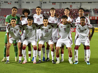 Qatar players pose for a team photo prior to the 2025 AFC U20 Asian Cup Qualifiers Group J match between Qatar and Singapore at Abdullah bin...