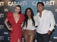 (L-R) Veronica Obregon, Tonita, and Chef Temich attend the red carpet for the Cabaret the Musical premiere with Itati Cantoral's special par...