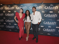 (L-R) Veronica Obregon, Tonita, and Chef Temich attend the red carpet for the Cabaret the Musical premiere with Itati Cantoral's special par...