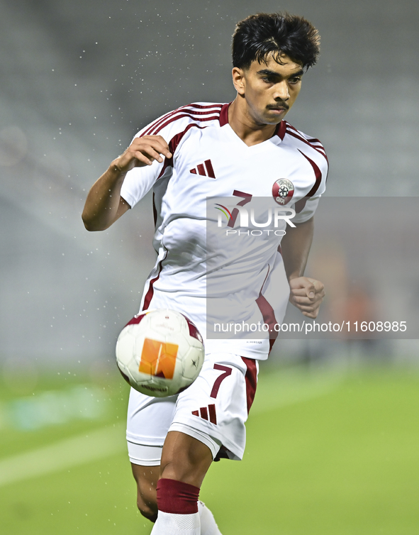 Tahsin Mohammed Jamshid of Qatar plays during the 2025 AFC U20 Asian Cup Qualifiers Group J match between Qatar and Singapore at Abdullah bi...