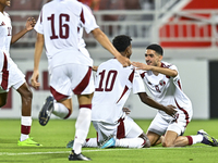 Ibrahim Mohammadali of Qatar celebrates after scoring the opening goal during the 2025 AFC U20 Asian Cup Qualifiers Group J match between Qa...