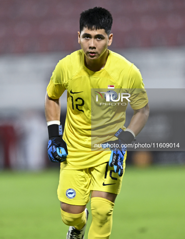 Muhammad 'Rauf Erwan of Singapore plays during the 2025 AFC U20 Asian Cup Qualifiers Group J match between Qatar and Singapore at Abdullah b...