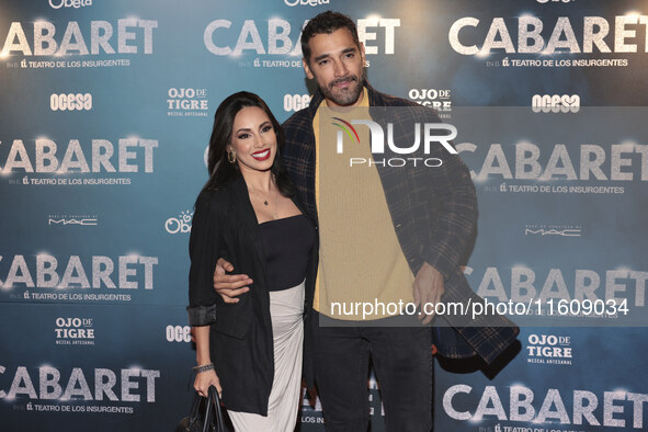 Paola Escalera and Raul Coronado attend the red carpet for the Cabaret the Musical premiere with Itati Cantoral's special participation at T...