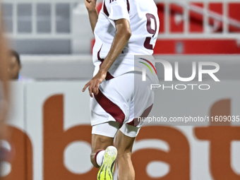 Mohamed Khaled Gouda of Qatar celebrates after scoring the goal during the 2025 AFC U20 Asian Cup Qualifiers Group J match between Qatar and...