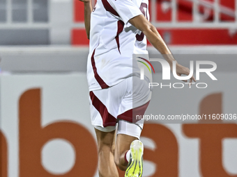 Mohamed Khaled Gouda of Qatar celebrates after scoring the goal during the 2025 AFC U20 Asian Cup Qualifiers Group J match between Qatar and...