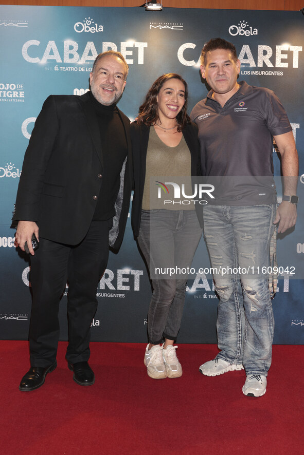 (L-R) Horacio Castello and Ana Regina Cuaron attend the red carpet for the Cabaret the Musical premiere with Itati Cantoral's special partic...