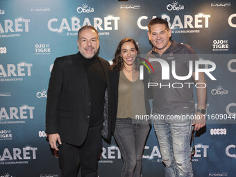 (L-R) Horacio Castello and Ana Regina Cuaron attend the red carpet for the Cabaret the Musical premiere with Itati Cantoral's special partic...