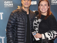 Miguel Angel Biaggio and Gloria Sierra attend the red carpet for the Cabaret the Musical premiere with Itati Cantoral's special participatio...