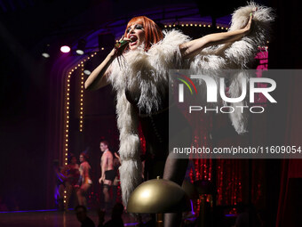 Itati Cantoral performs during her participation in the Musical Cabaret at Teatro de los Insurgentes in Mexico City, Mexico, on September 24...