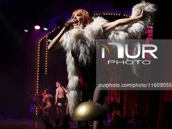 Itati Cantoral performs during her participation in the Musical Cabaret at Teatro de los Insurgentes in Mexico City, Mexico, on September 24...