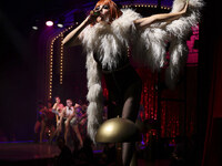 Itati Cantoral performs during her participation in the Musical Cabaret at Teatro de los Insurgentes in Mexico City, Mexico, on September 24...