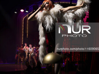 Itati Cantoral performs during her participation in the Musical Cabaret at Teatro de los Insurgentes in Mexico City, Mexico, on September 24...