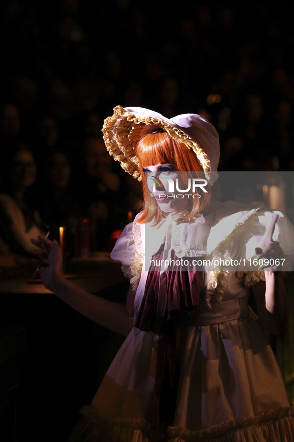 Itati Cantoral performs during her participation in the Musical Cabaret at Teatro de los Insurgentes in Mexico City, Mexico, on September 24...