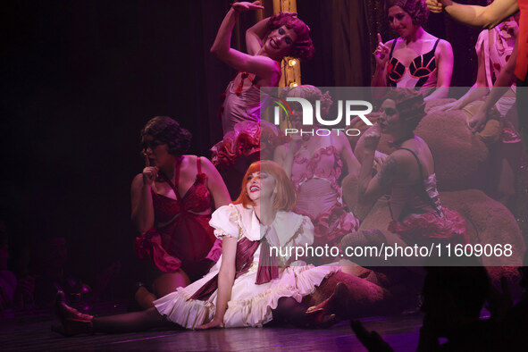 Itati Cantoral performs during her participation in the Musical Cabaret at Teatro de los Insurgentes in Mexico City, Mexico, on September 24...