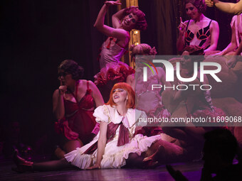 Itati Cantoral performs during her participation in the Musical Cabaret at Teatro de los Insurgentes in Mexico City, Mexico, on September 24...