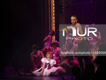 Itati Cantoral performs during her participation in the Musical Cabaret at Teatro de los Insurgentes in Mexico City, Mexico, on September 24...