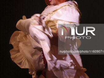 Itati Cantoral performs during her participation in the Musical Cabaret at Teatro de los Insurgentes in Mexico City, Mexico, on September 24...