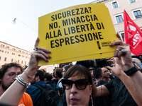 The CGIL and UIL unions, two of the main unions in the country, protest in Rome, Italy, on September 25, 2024, against a bill by the far-rig...