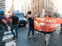 The CGIL and UIL unions, two of the main unions in the country, protest in Rome, Italy, on September 25, 2024, against a bill by the far-rig...