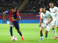 Lamine Yamal and Juan Iglesias play during the match between FC Barcelona and Getafe CF, corresponding to week 7 of LaLiga EA Sports, at the...