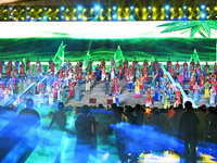 A mass performance celebrates the 75th anniversary of the founding of New China in Handan, China, on September 25, 2024. (