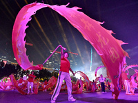 A mass performance celebrates the 75th anniversary of the founding of New China in Handan, China, on September 25, 2024. (