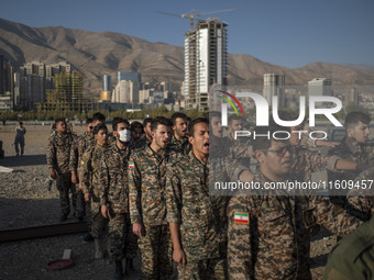 Islamic Revolutionary Guard Corps (IRGC) military personnel reconstruct the Valfajr-8 military operation, commemorating the anniversary of t...