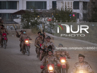 Islamic Revolutionary Guard Corps (IRGC) military personnel take part in a war game, which is a reconstruction of the Valfajr-8 military ope...