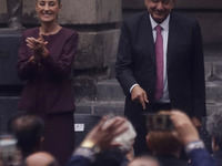 Claudia Sheinbaum, president-elect of Mexico, and Andres Manuel Lopez Obrador, president of Mexico, attend the inauguration ceremony of the...