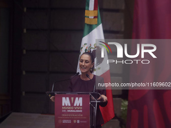 Claudia Sheinbaum, president-elect of Mexico, during the inauguration ceremony of the Museo Vivo del Muralismo in Mexico City, Mexico, on Se...