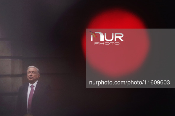 Andres Manuel Lopez Obrador, president of Mexico, during the inauguration ceremony of the Museo Vivo del Muralismo in Mexico City, Mexico, o...