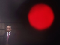 Andres Manuel Lopez Obrador, president of Mexico, during the inauguration ceremony of the Museo Vivo del Muralismo in Mexico City, Mexico, o...