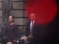 Claudia Sheinbaum, president-elect of Mexico, and Andres Manuel Lopez Obrador, president of Mexico, attend the inauguration ceremony of the...