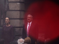 Claudia Sheinbaum, president-elect of Mexico, and Andres Manuel Lopez Obrador, president of Mexico, attend the inauguration ceremony of the...