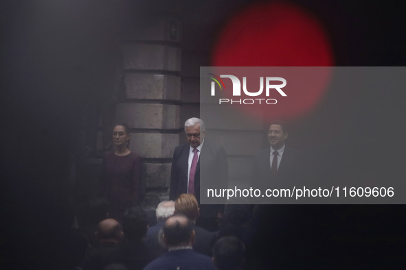 Andres Manuel Lopez Obrador, president of Mexico, during the inauguration ceremony of the Museo Vivo del Muralismo in Mexico City, Mexico, o...