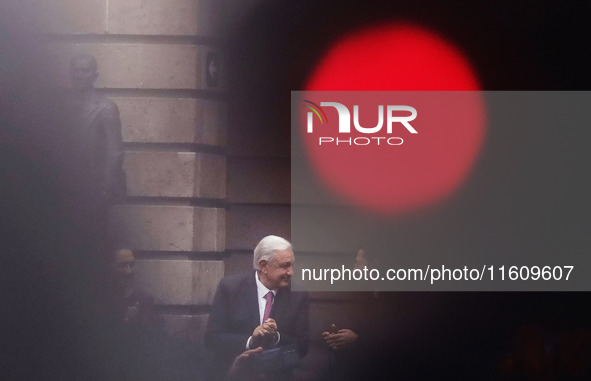 Andres Manuel Lopez Obrador, president of Mexico, during the inauguration ceremony of the Museo Vivo del Muralismo in Mexico City, Mexico, o...