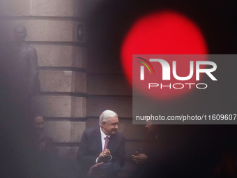 Andres Manuel Lopez Obrador, president of Mexico, during the inauguration ceremony of the Museo Vivo del Muralismo in Mexico City, Mexico, o...