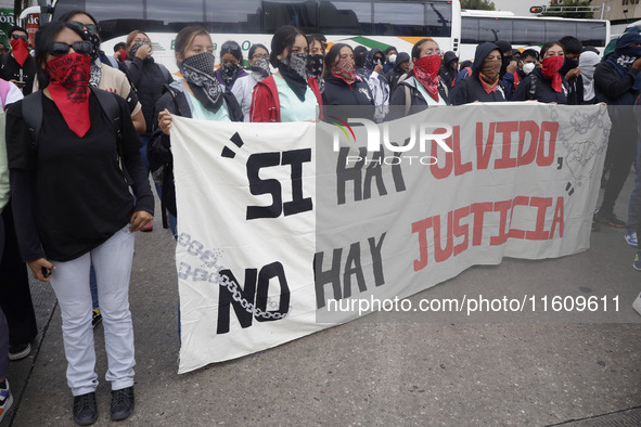 On September 25, 2024, comrades and parents of the 43 disappeared students from Ayotzinapa protest at the Antimonument of the 43 in Mexico C...